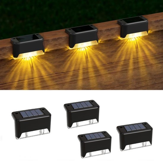 Solar-Powered LED Step Lights – Pack of 4